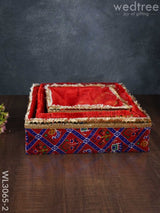 Trousseau Baskets In Patola Fabric With Golden Lace - Set Of 3 Wl3065 Red Wedding Essentials