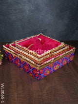 Trousseau Baskets In Patola Fabric With Golden Lace - Set Of 3 Wl3065 Wedding Essentials