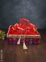 Trousseau Baskets In Patola Fabric With Golden Lace - Set Of 3 Wl3065 Wedding Essentials