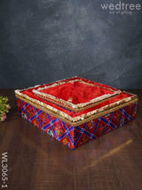 Trousseau Baskets In Patola Fabric With Golden Lace - Set Of 3 Wl3065 Wedding Essentials