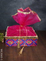 Trousseau Baskets In Patola Fabric With Golden Lace - Set Of 3 Wl3065 Wedding Essentials