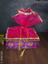 Trousseau Baskets In Patola Fabric With Golden Lace - Set Of 3 Wl3065 Wedding Essentials