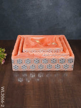 Trousseau Baskets With Embroidery And Mirror Work - Set Of 3 Wl3066 Orange Wedding Essentials