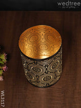 Votive In Black Matte Finish & Jhaali Pattern - Big Wl3117 Candles And Votives