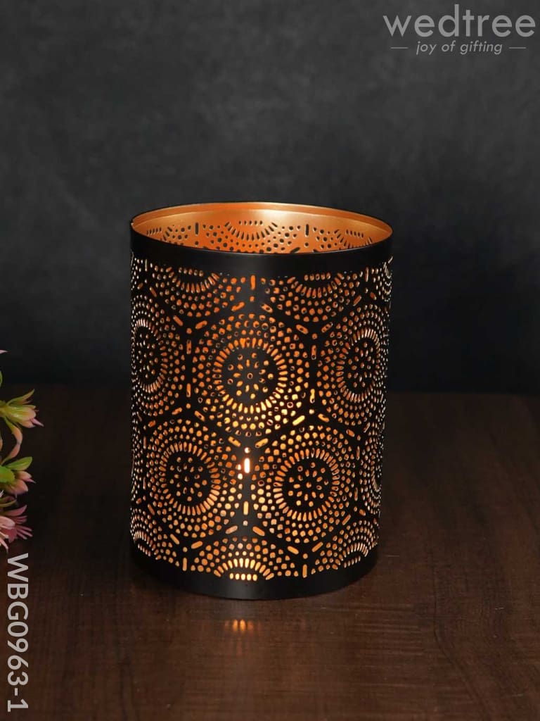 Votive In Black Matte Finish & Jhaali Pattern - Wbg0963 Candles