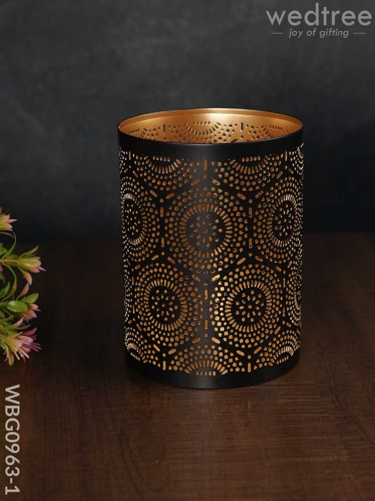 Votive In Black Matte Finish & Jhaali Pattern - Wbg0963 Medium Candles