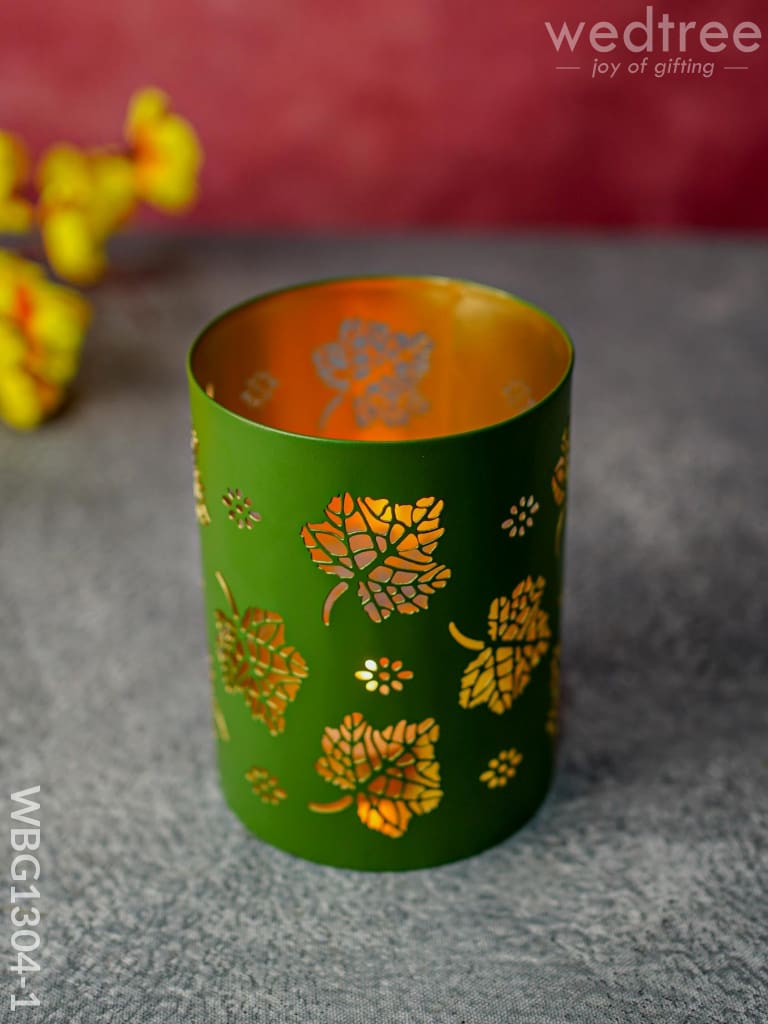 Votive With Leaf Design - Wbg1304 Diyas & Candle Holders