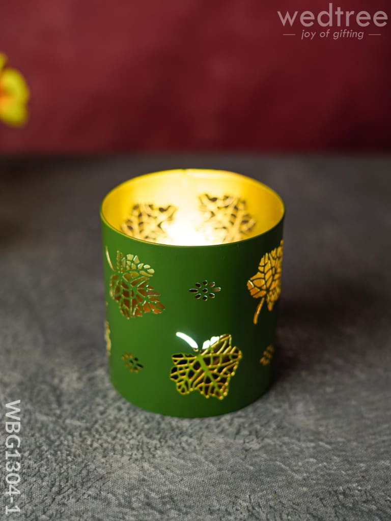 Votive With Leaf Design - Wbg1304 Diyas & Candle Holders