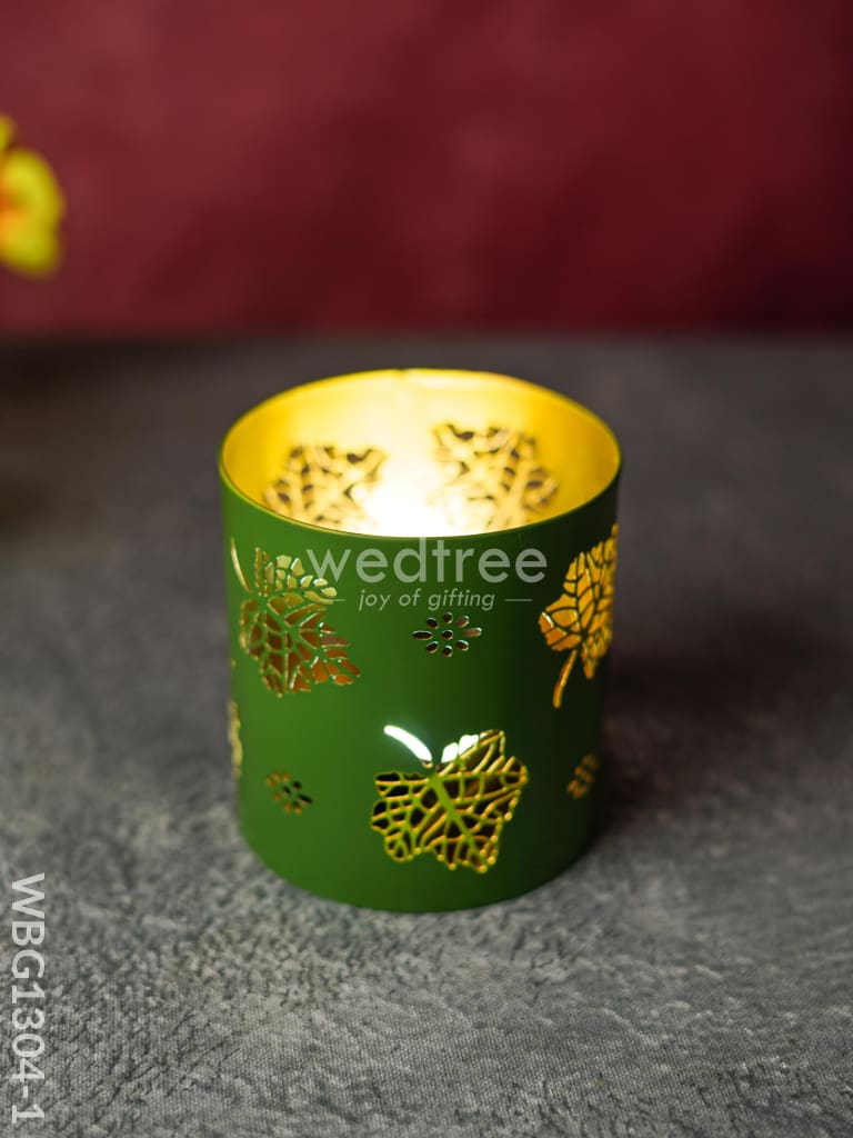 Votive With Leaf Design - Wbg1304 Diyas & Candle Holders