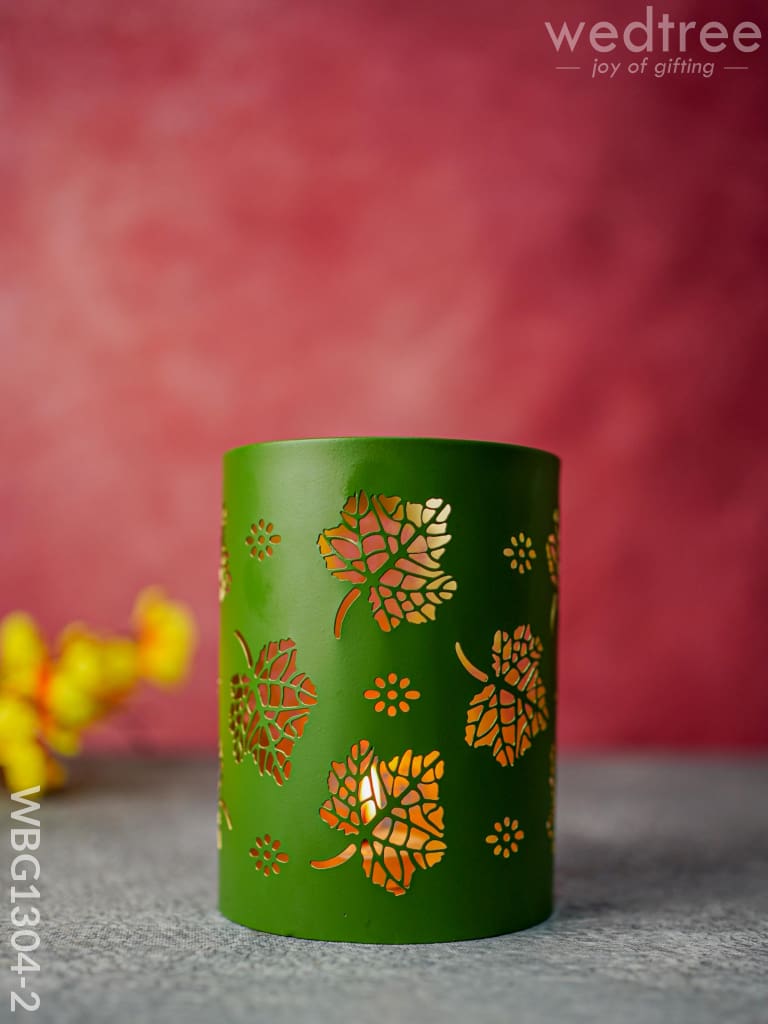 Votive With Leaf Design - Wbg1304 Medium Diyas & Candle Holders