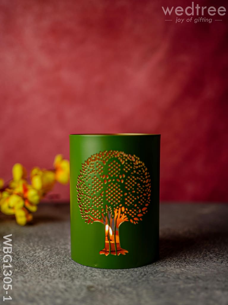 Votive With Tree Design - Wbg1305 Diyas & Candle Holders