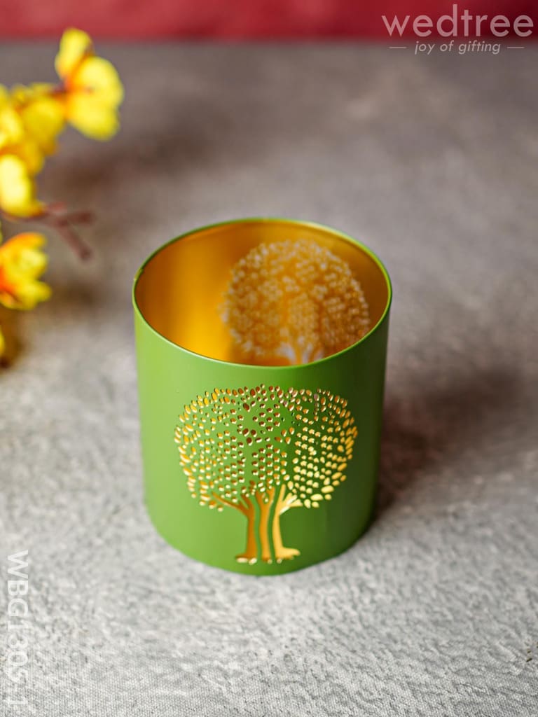 Votive With Tree Design - Wbg1305 Diyas & Candle Holders