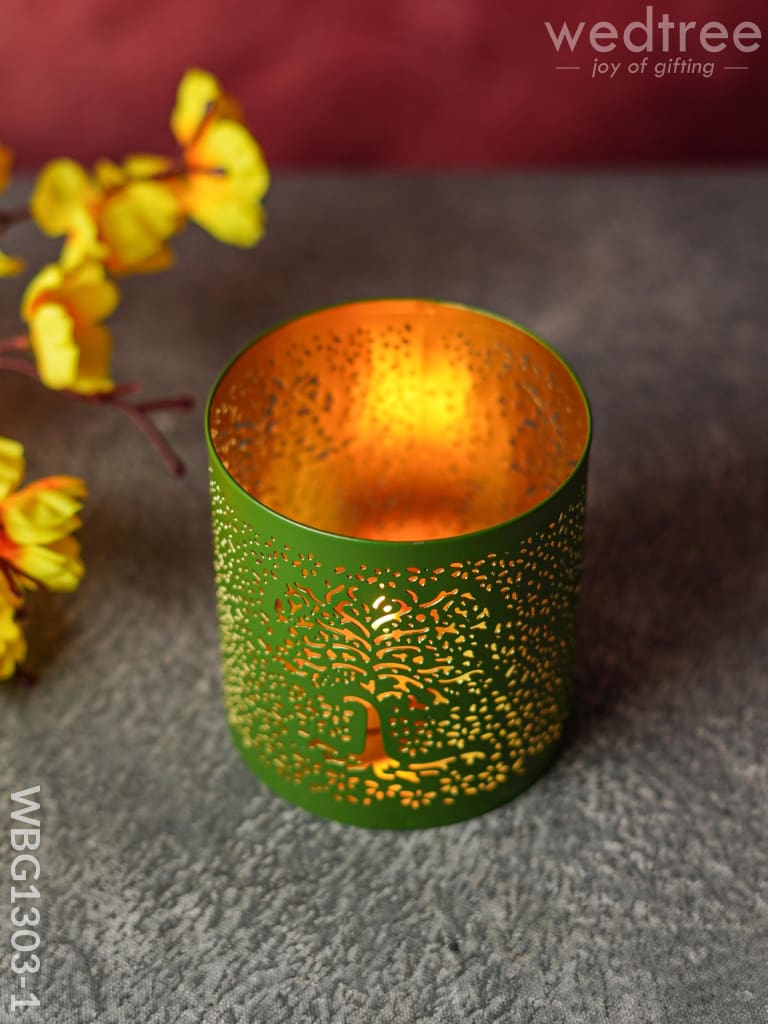 Votive With Tree Engraving - Wbg1303 Diyas & Candle Holders