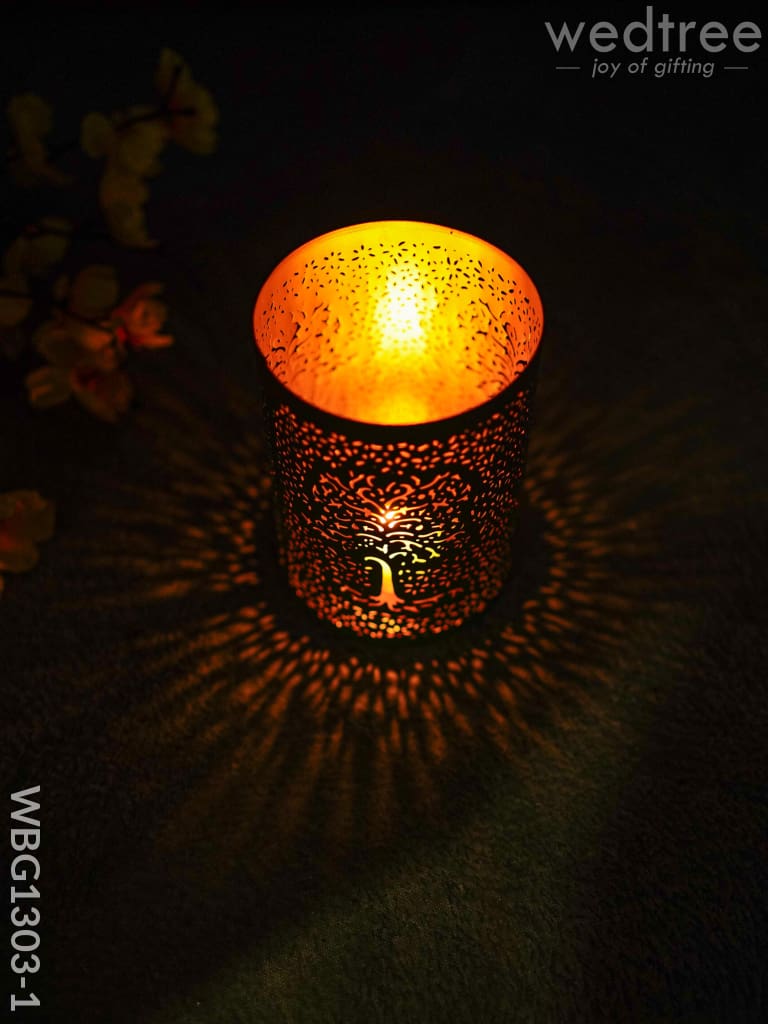 Votive With Tree Engraving - Wbg1303 Diyas & Candle Holders