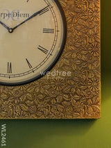 Wall Clock - Brass Square Embossed (16X16) Wl2461 Clocks