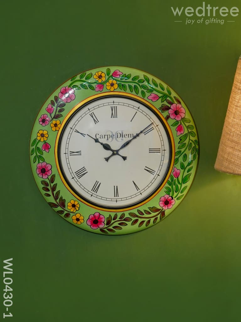 Wall Clock - Hand Painted Floral Design (18 Inch) Wl0430 1 Clocks