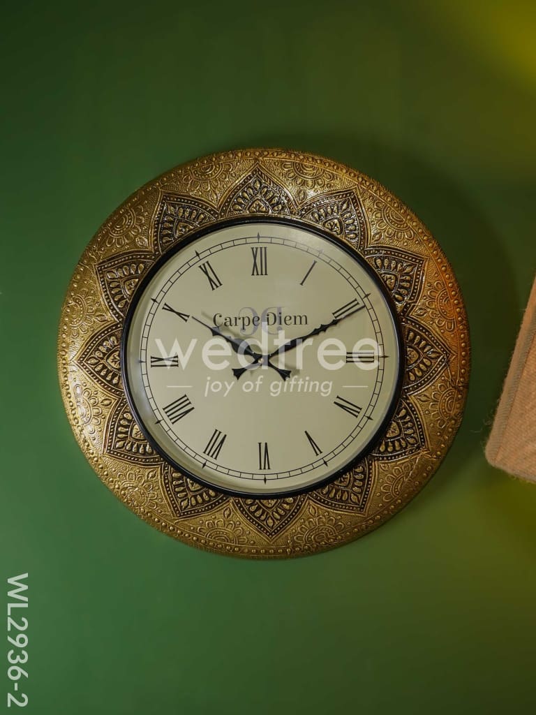 Wall Clock With Floral Design (18 Inch) - Wl2936 2 Clocks