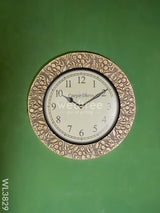 Wall Clocks -Embossed Brass With Floral Design (12 Inches) - Wl3829 Clocks