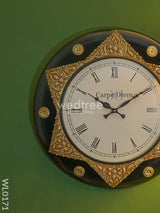 Wall Clocks - Polished Brass In Black Base (18 Inch) Wl0171 Clocks