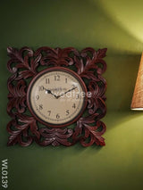 Wall Clocks - Wooden Carving With Floral Print (18 Inches) Wl0139 Clocks