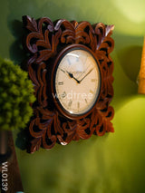 Wall Clocks - Wooden Carving With Floral Print (18 Inches) Wl0139 Clocks