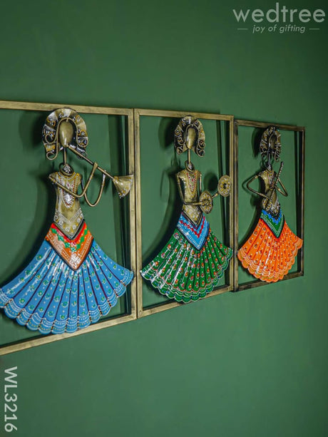 Wall Hanging Musical Dolls With Frame - Set Of 3 Wl3216 Metal Decor Hanging