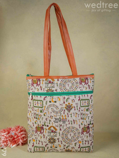 Warli Print Hand Bag - Wl1779 Regular Handbags