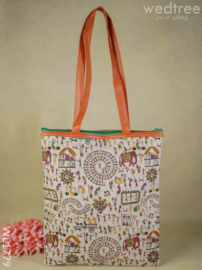 Warli Print Hand Bag - Wl1779 Regular Handbags