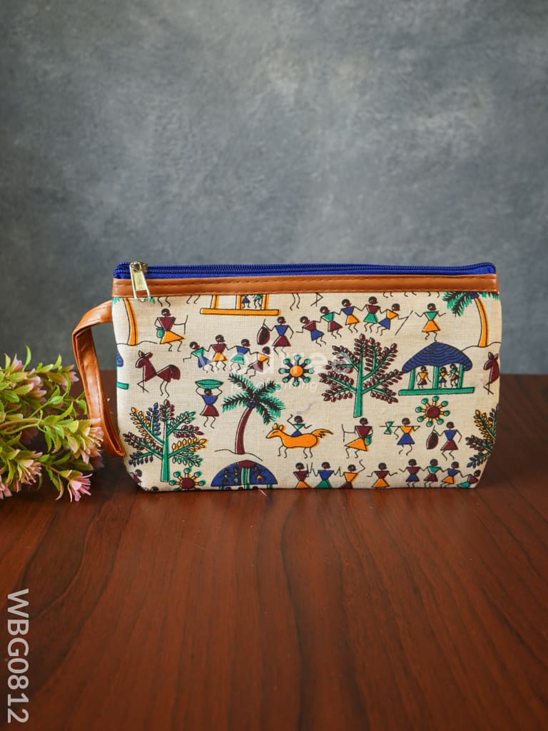 Warli Printed Purse With Zipper - Wbg0812 Clutches & Purses