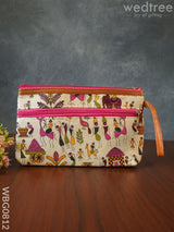 Warli Printed Purse With Zipper - Wbg0812 Clutches & Purses