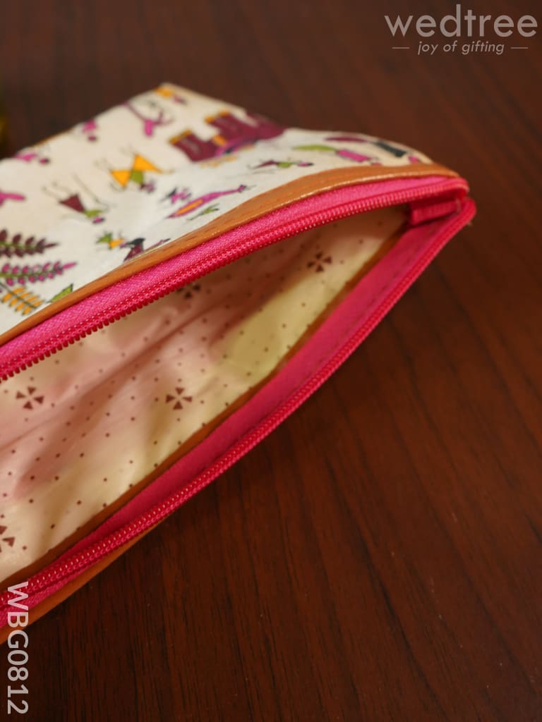 Warli Printed Purse With Zipper - Wbg0812 Clutches & Purses