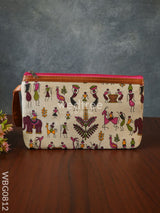 Warli Printed Purse With Zipper - Wbg0812 Clutches & Purses