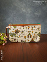 Warli Printed Purse With Zipper - Wbg0812 Clutches & Purses