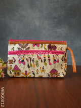 Warli Printed Purse With Zipper - Wbg0812 Clutches & Purses