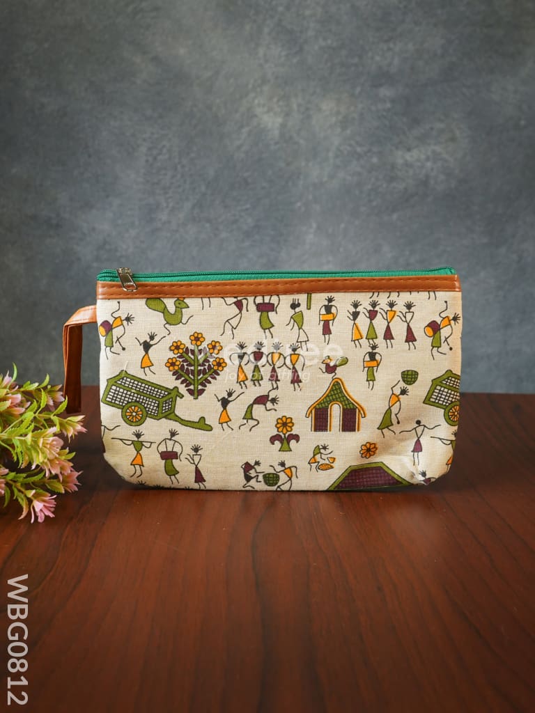 Warli Printed Purse With Zipper - Wbg0812 Clutches & Purses