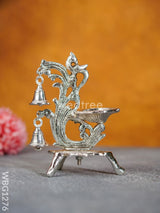 White Metal Chowki With Hanging Bells - Wbg1276 Pooja Utilities