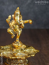 White Metal Dancing Ganesh 5 Face Diya - Wbg0793 Divine Figurines