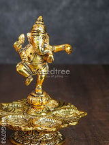 White Metal Dancing Ganesh 5 Face Diya - Wbg0793 Divine Figurines