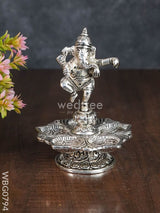 White Metal Dancing Ganesh 5 Face Diya - Wbg0794 Divine Figurines