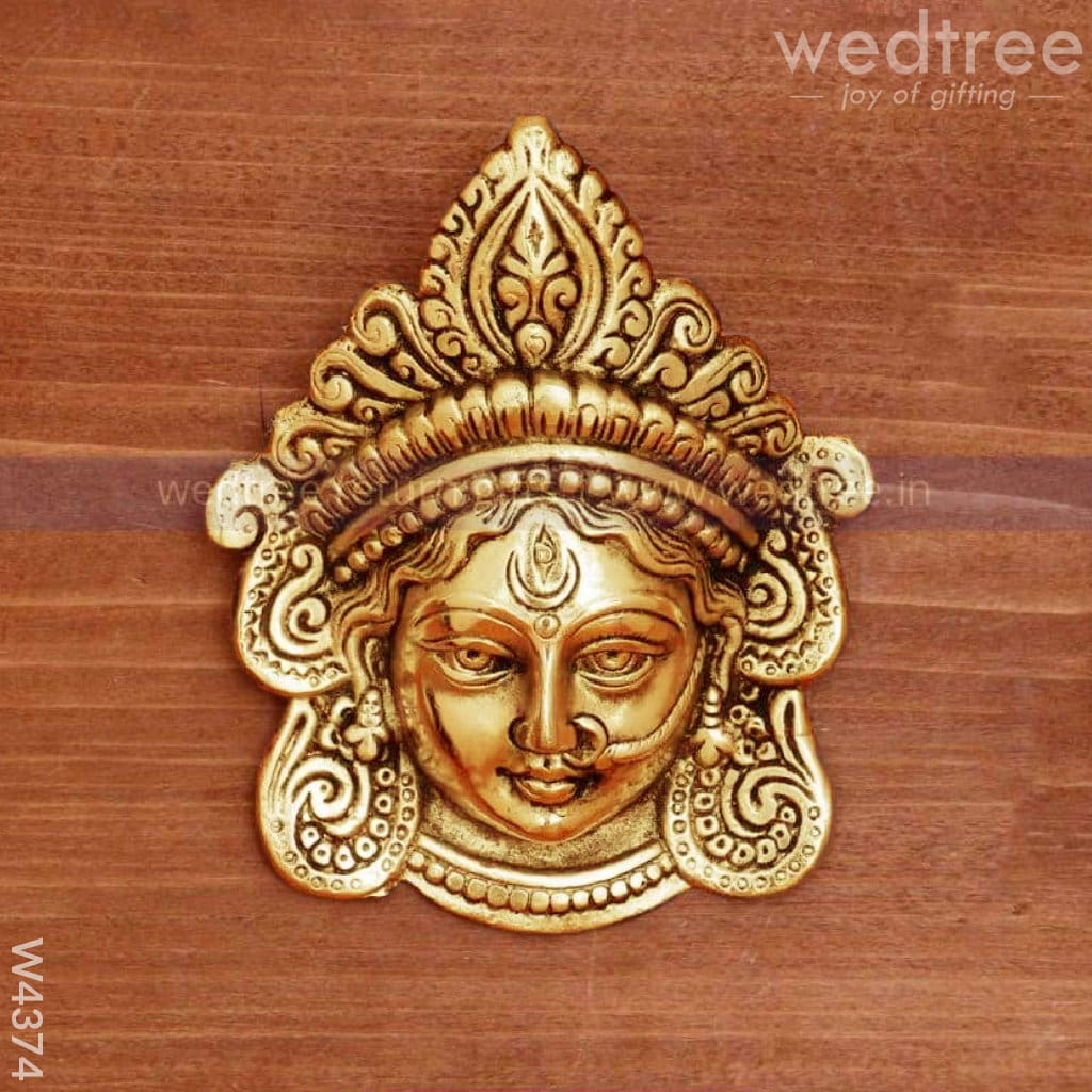 White Metal Amman Face With Gold Finish - W4374 Home Decors