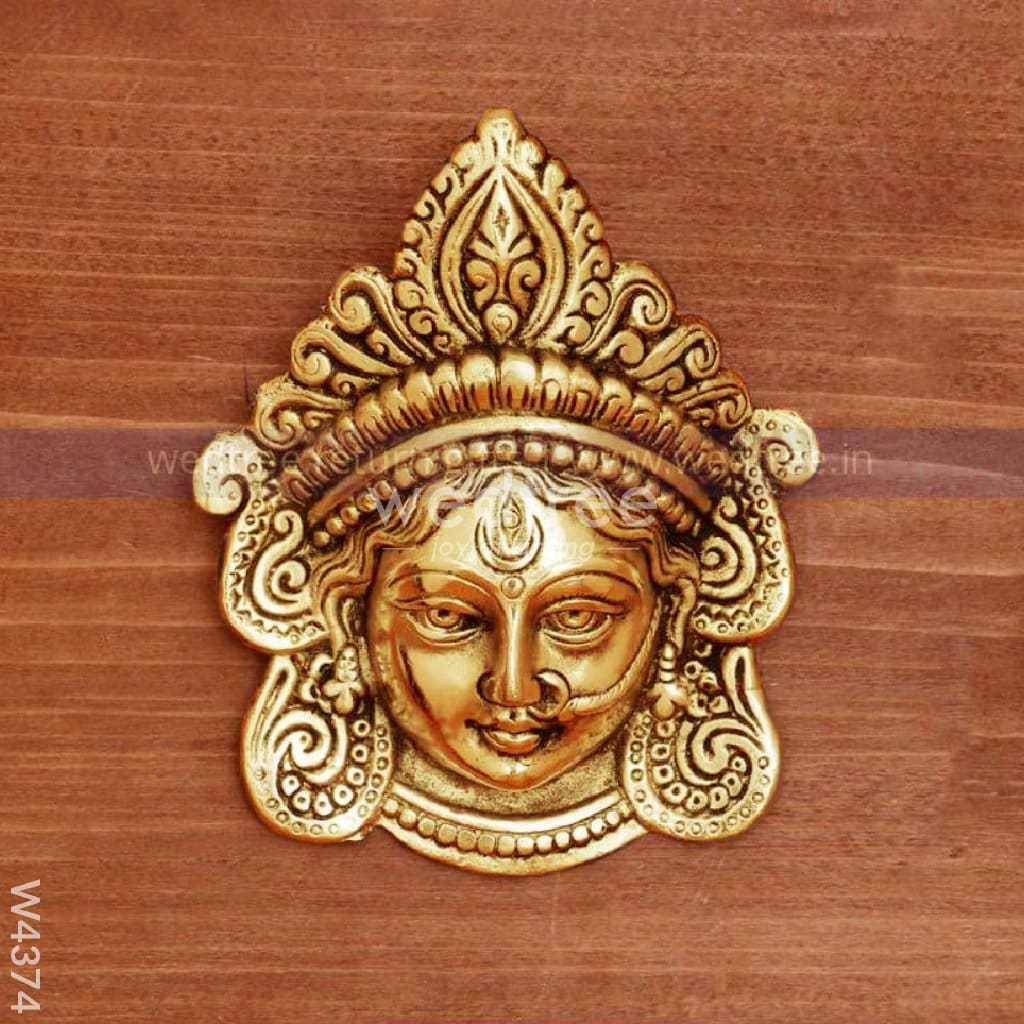 White Metal Amman Face With Gold Finish - W4374 Home Decors