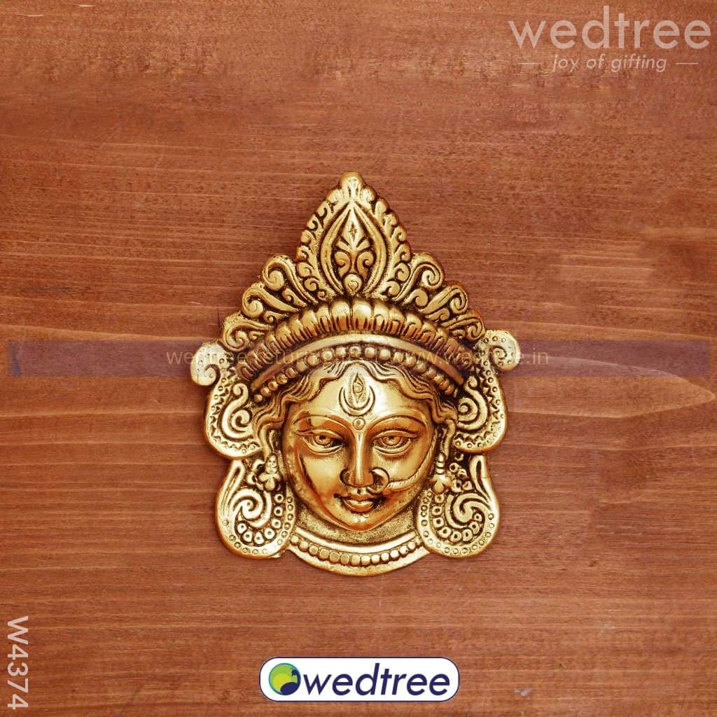 White Metal Amman Face With Gold Finish - W4374 Home Decors