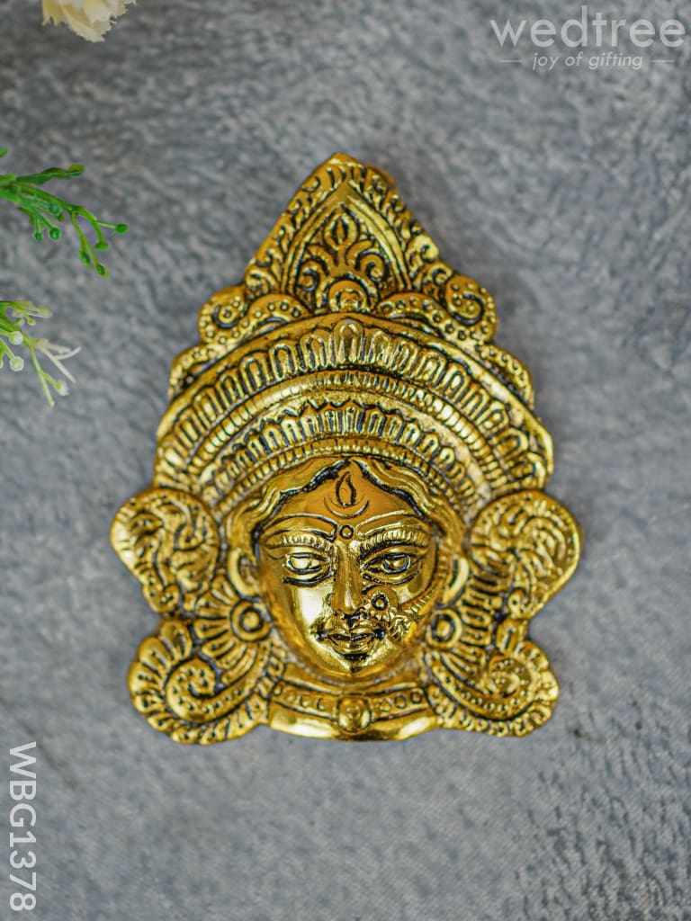 White Metal Durga Face - Gold Finish Wbg1378 Pooja Utility Rg