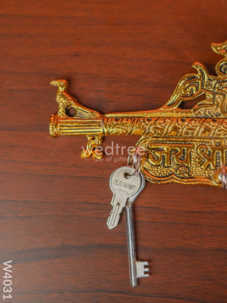 White Metal Flute Key Hanger Gold Finish - W4031 Key Hangers