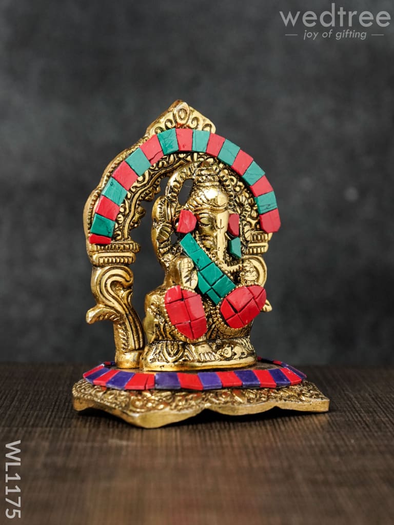 White Metal Frame Ganesha With Stone Work - Wl1175