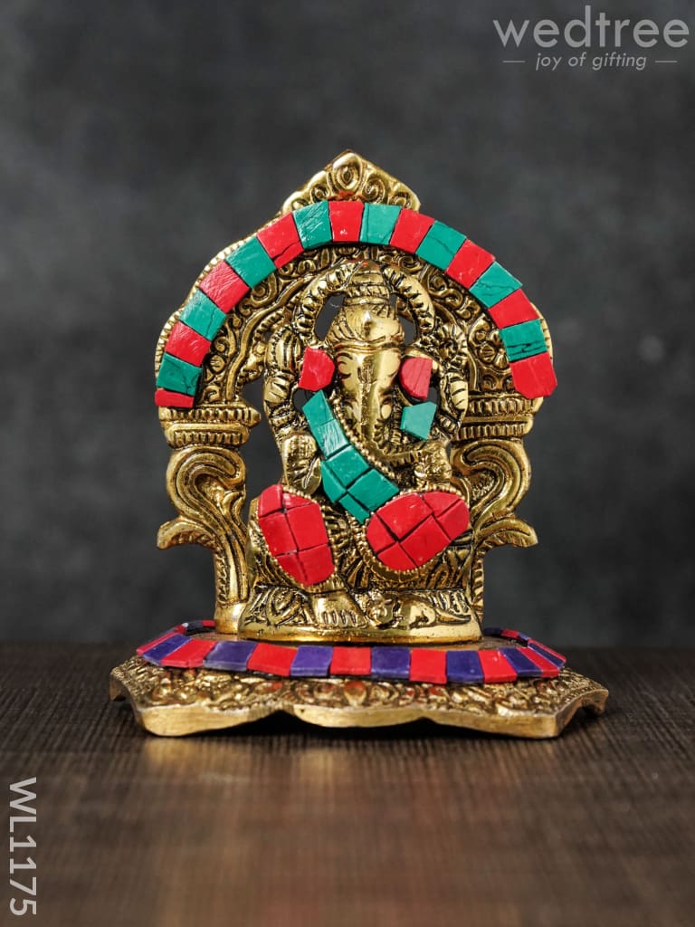 White Metal Frame Ganesha With Stone Work - Wl1175