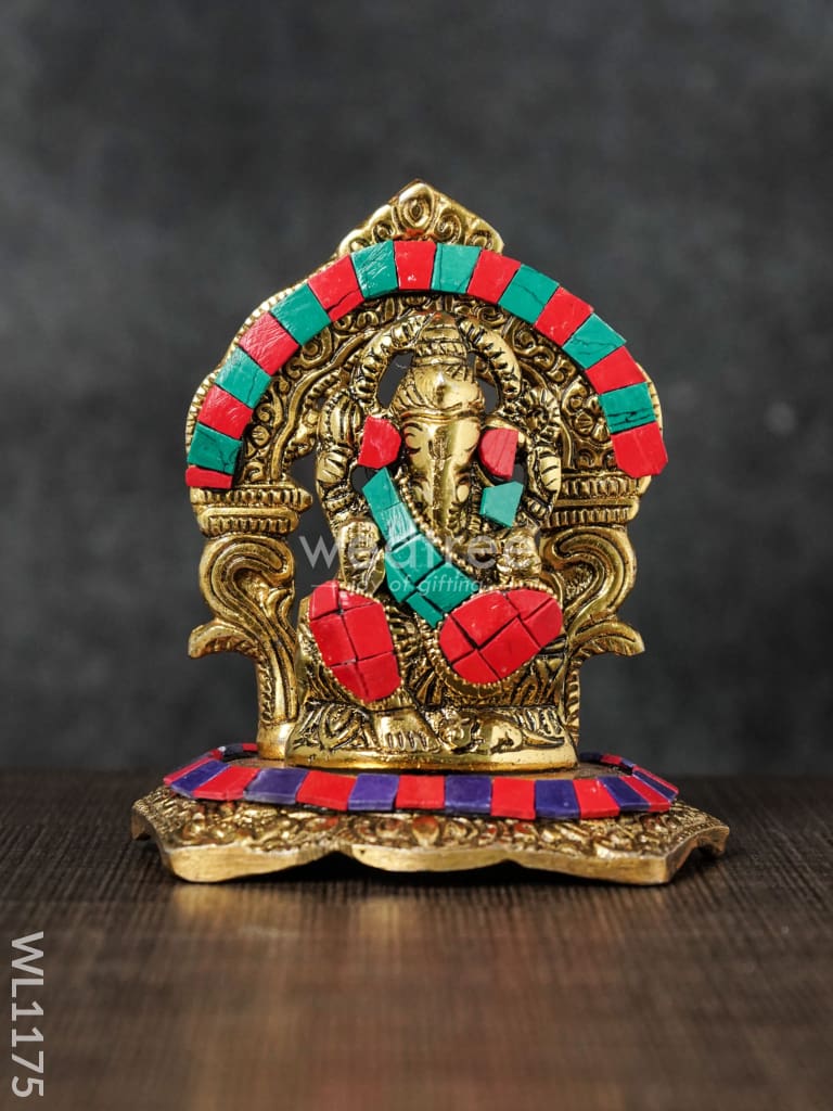 White Metal Frame Ganesha With Stone Work - Wl1175