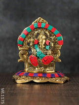 White Metal Frame Ganesha With Stone Work - Wl1175