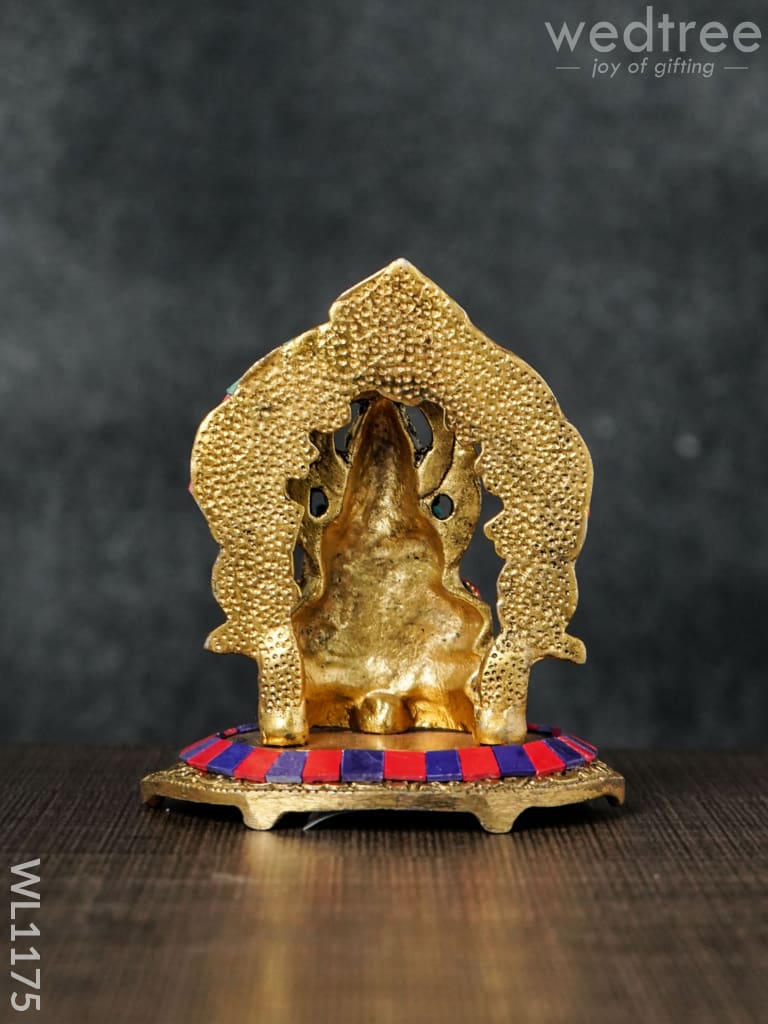 White Metal Frame Ganesha With Stone Work - Wl1175