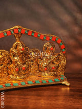 White Metal Ganesh Lakshmi Saraswathi With Gold Finish - Wl0883